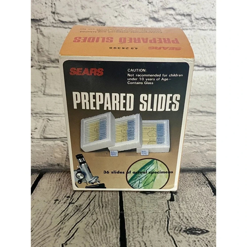 Vintage NEW Sears 36 Prepared Microscope Slides: Bee Butterfly Insect Sea Life
